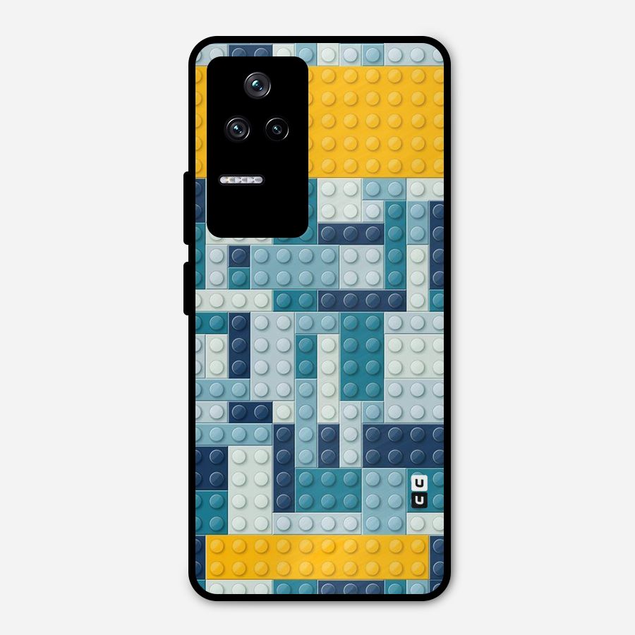Blocks Blues Metal Back Case for Poco F4 5G