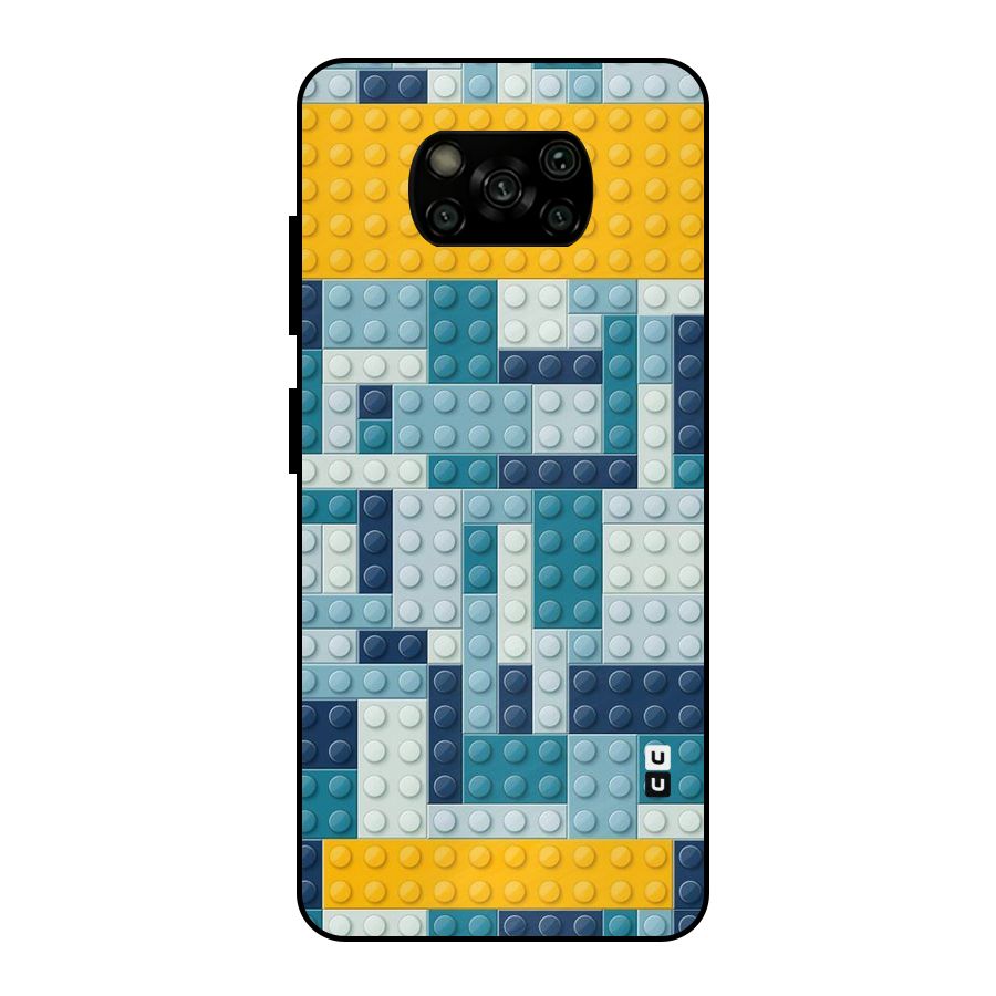 Blocks Blues Metal Back Case for Poco X3