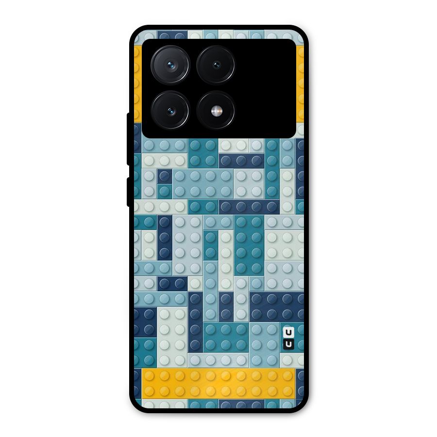 Blocks Blues Metal Back Case for Poco X6 Pro