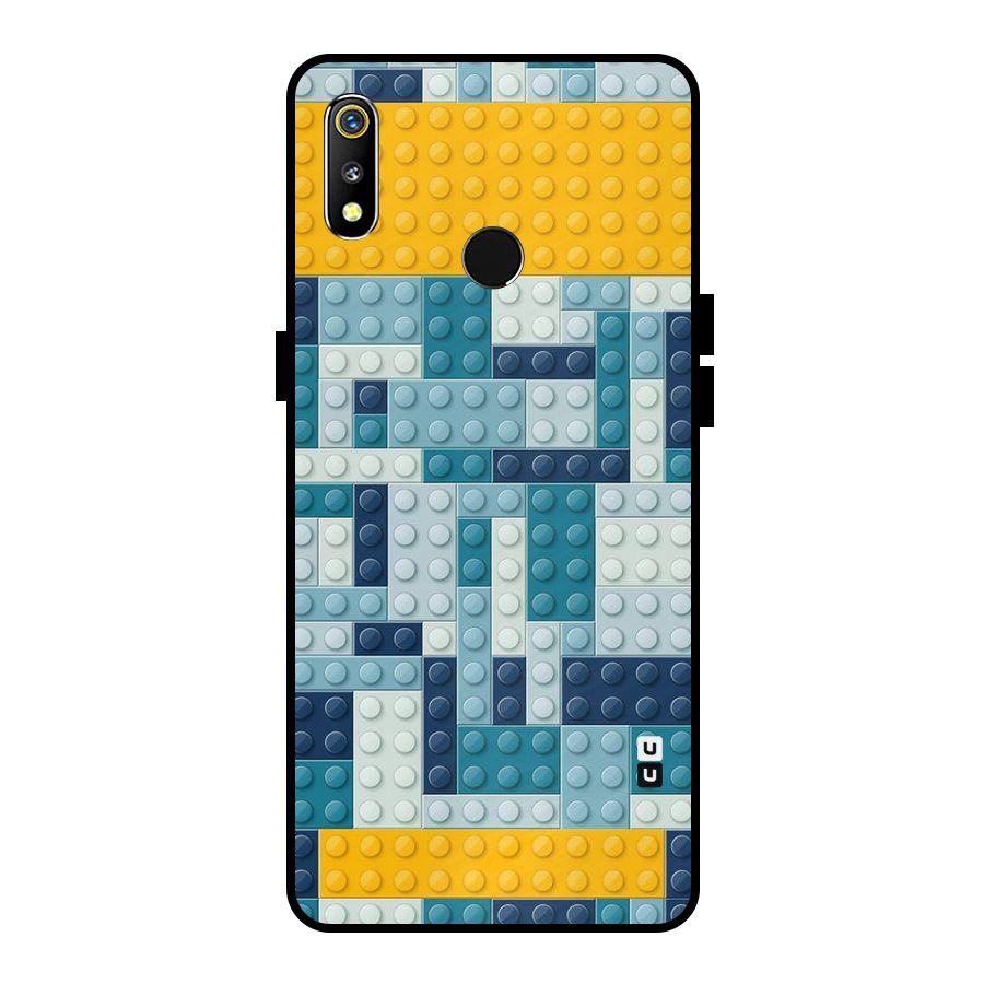 Blocks Blues Metal Back Case for Realme 3