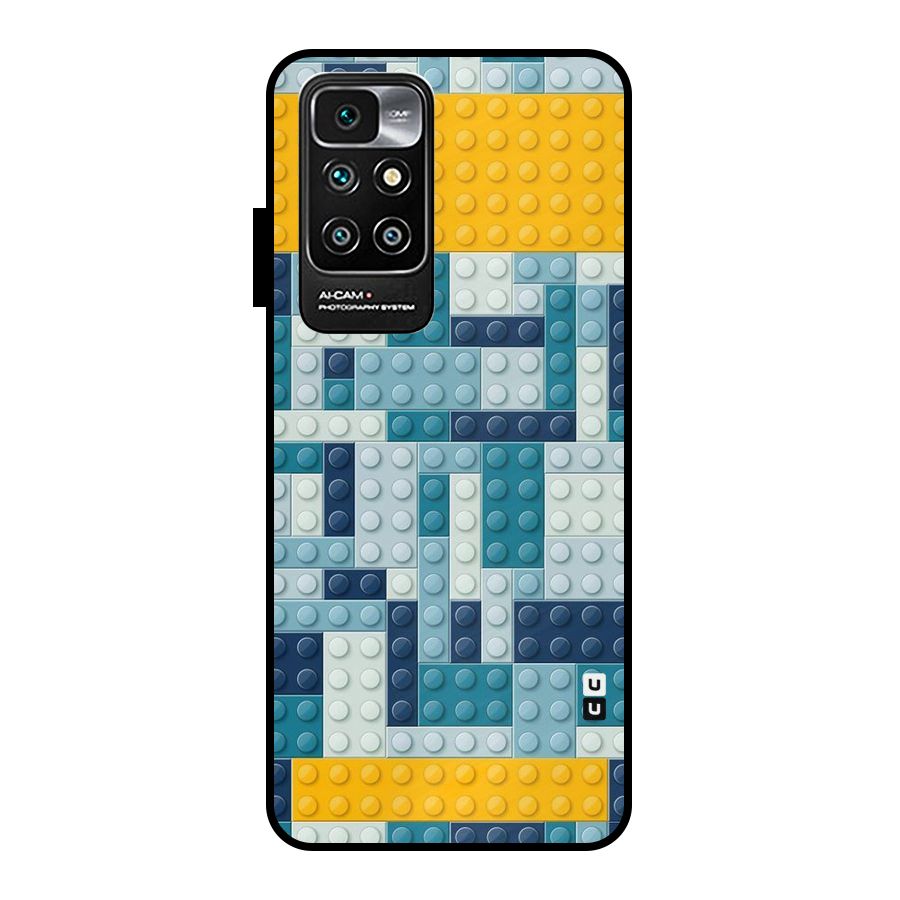 Blocks Blues Metal Back Case for Redmi 10 Prime