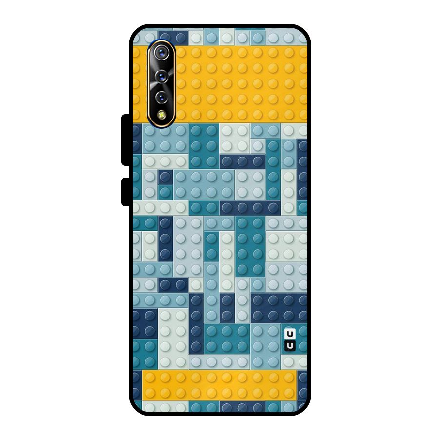 Blocks Blues Metal Back Case for Vivo S1