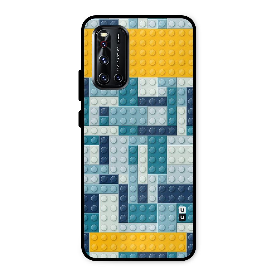 Blocks Blues Metal Back Case for Vivo V19