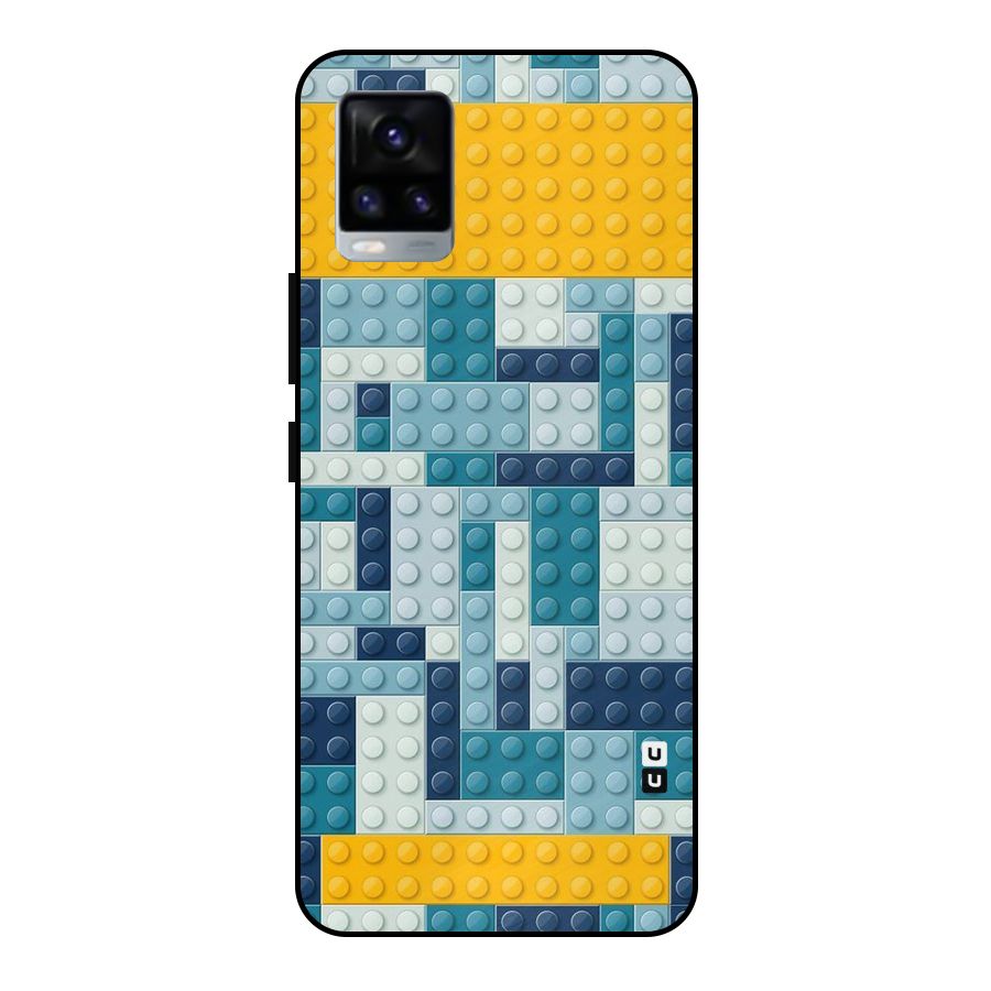 Blocks Blues Metal Back Case for Vivo V20 2021