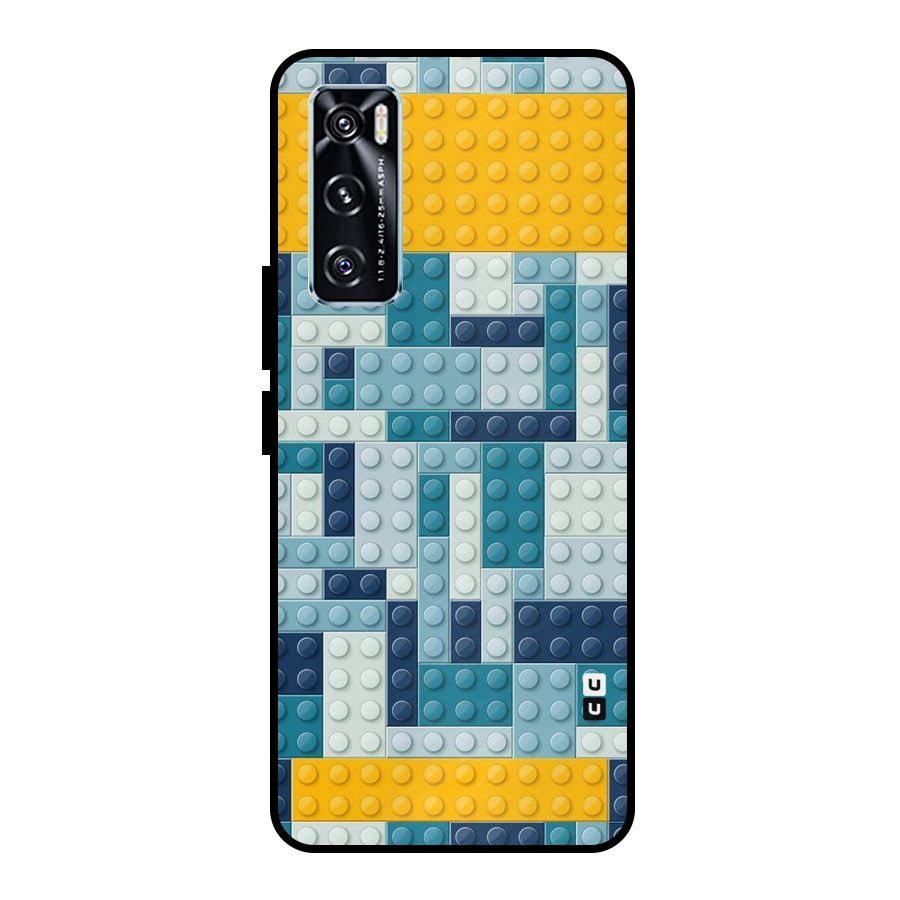 Blocks Blues Metal Back Case for Vivo V20 SE