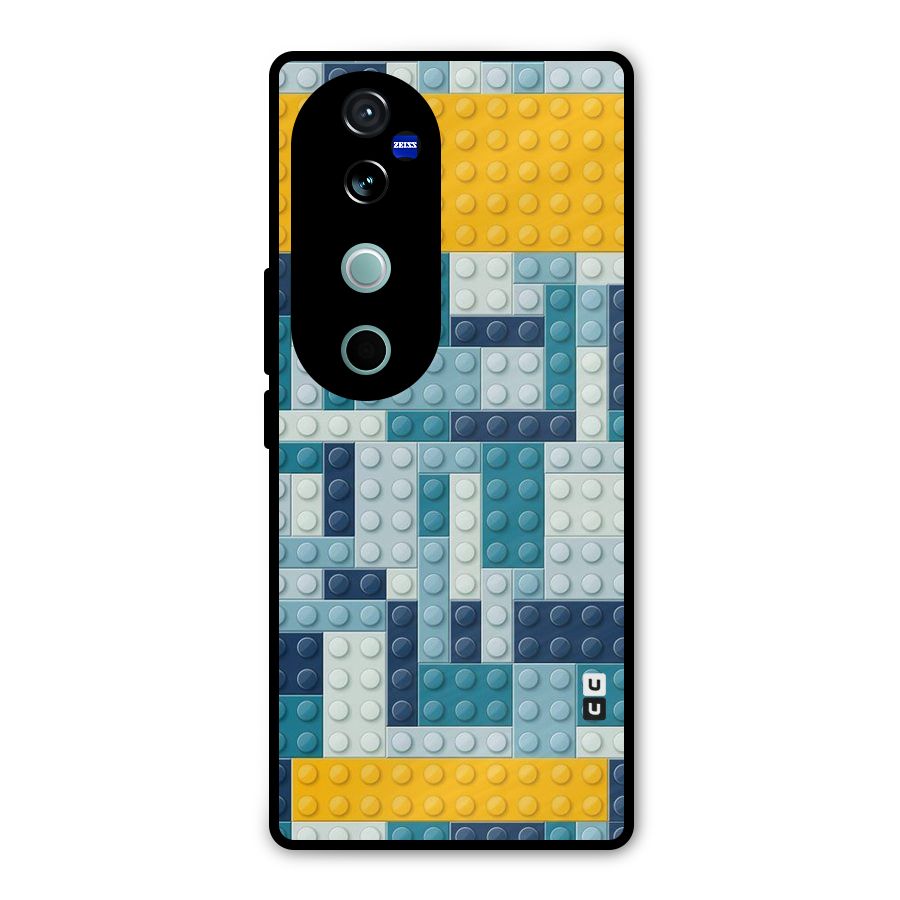 Blocks Blues Metal Back Case for Vivo V40