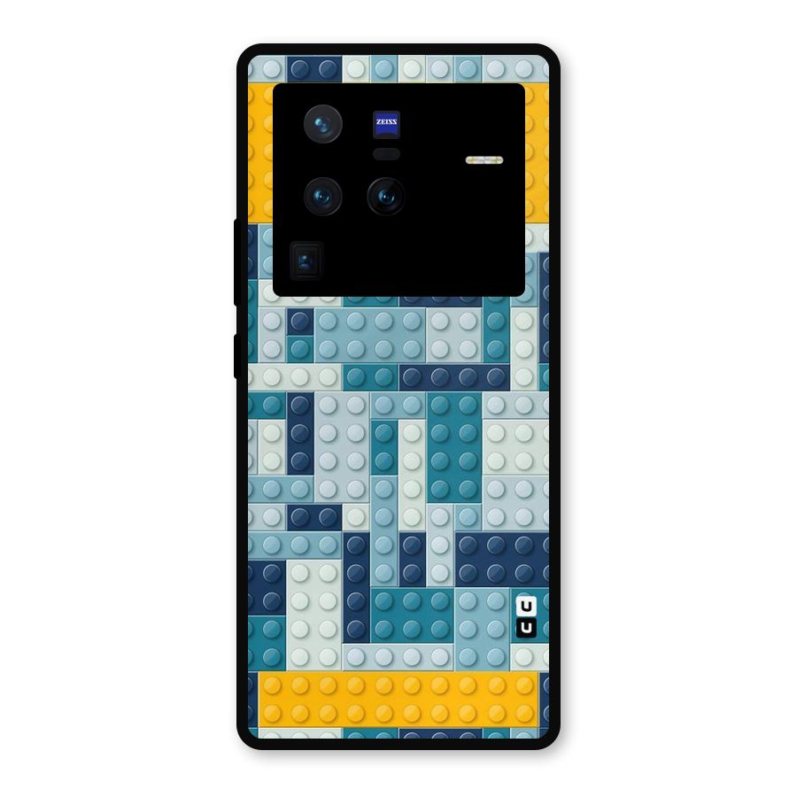 Blocks Blues Metal Back Case for Vivo X80 Pro