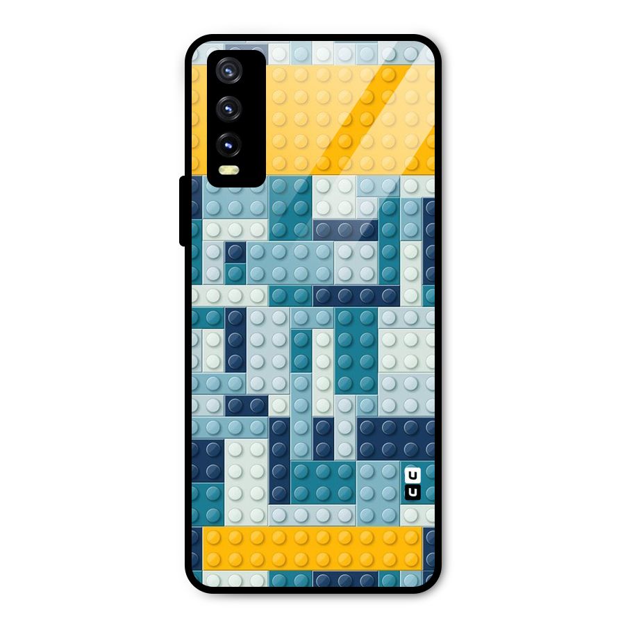 Blocks Blues Metal Back Case for Vivo Y20g