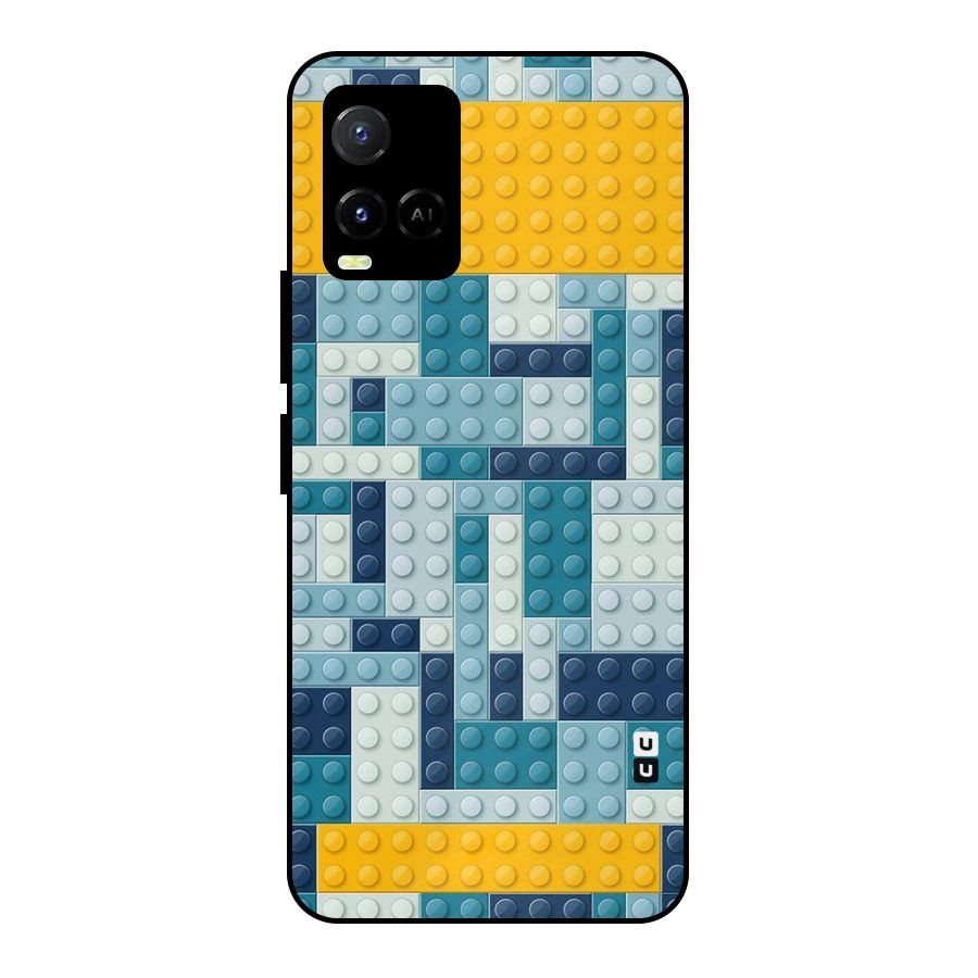 Blocks Blues Metal Back Case for Vivo Y21A