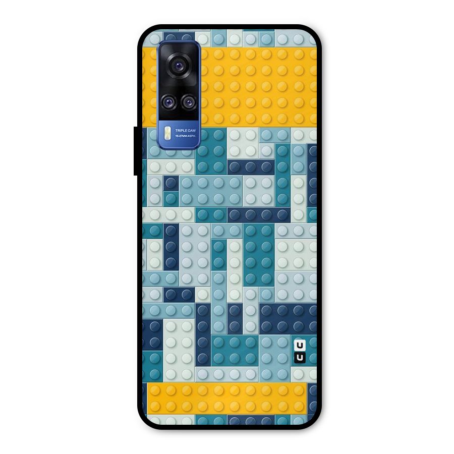 Blocks Blues Metal Back Case for Vivo Y51A