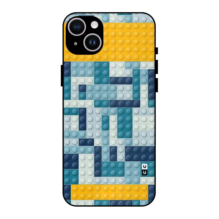 Blocks Blues Metal Back Case for iPhone 14 Plus