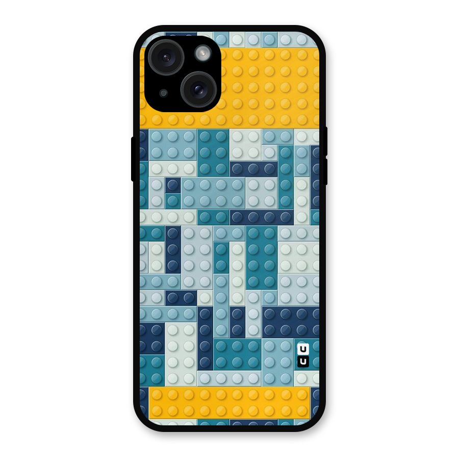 Blocks Blues Metal Back Case for iPhone 15 Plus