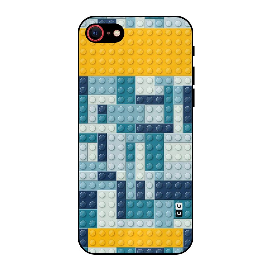 Blocks Blues Metal Back Case for iPhone SE 2022