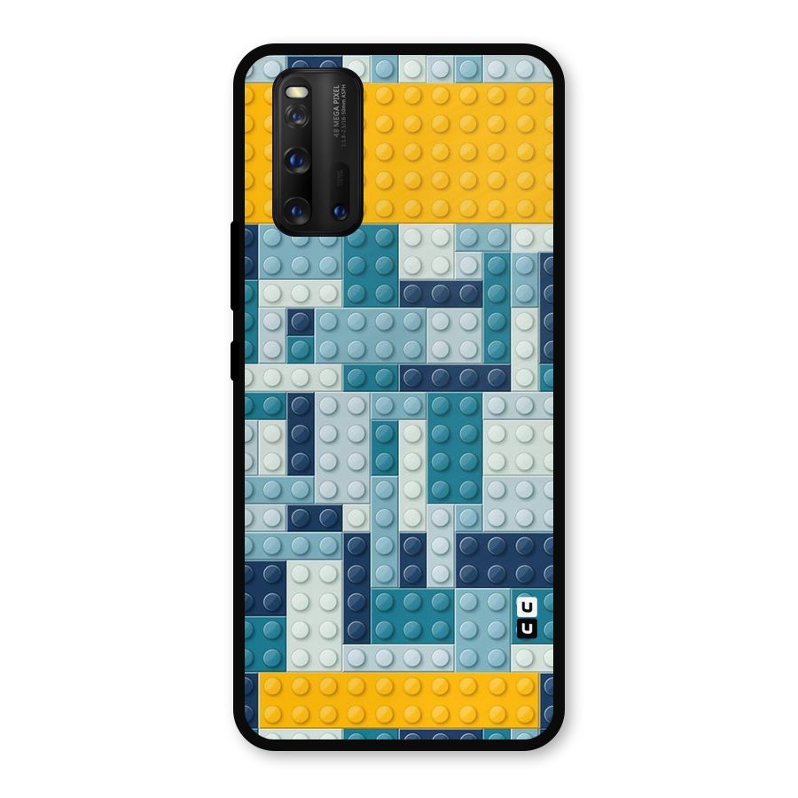 Blocks Blues Metal Back Case for iQOO 3