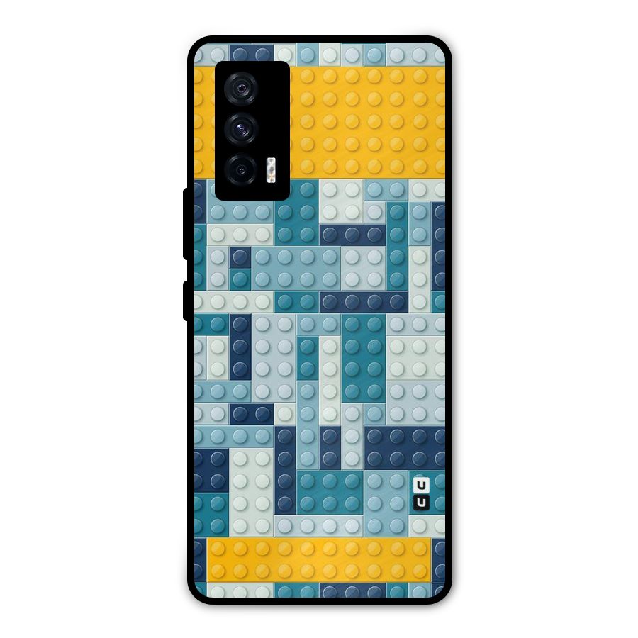 Blocks Blues Metal Back Case for iQOO 7 5G