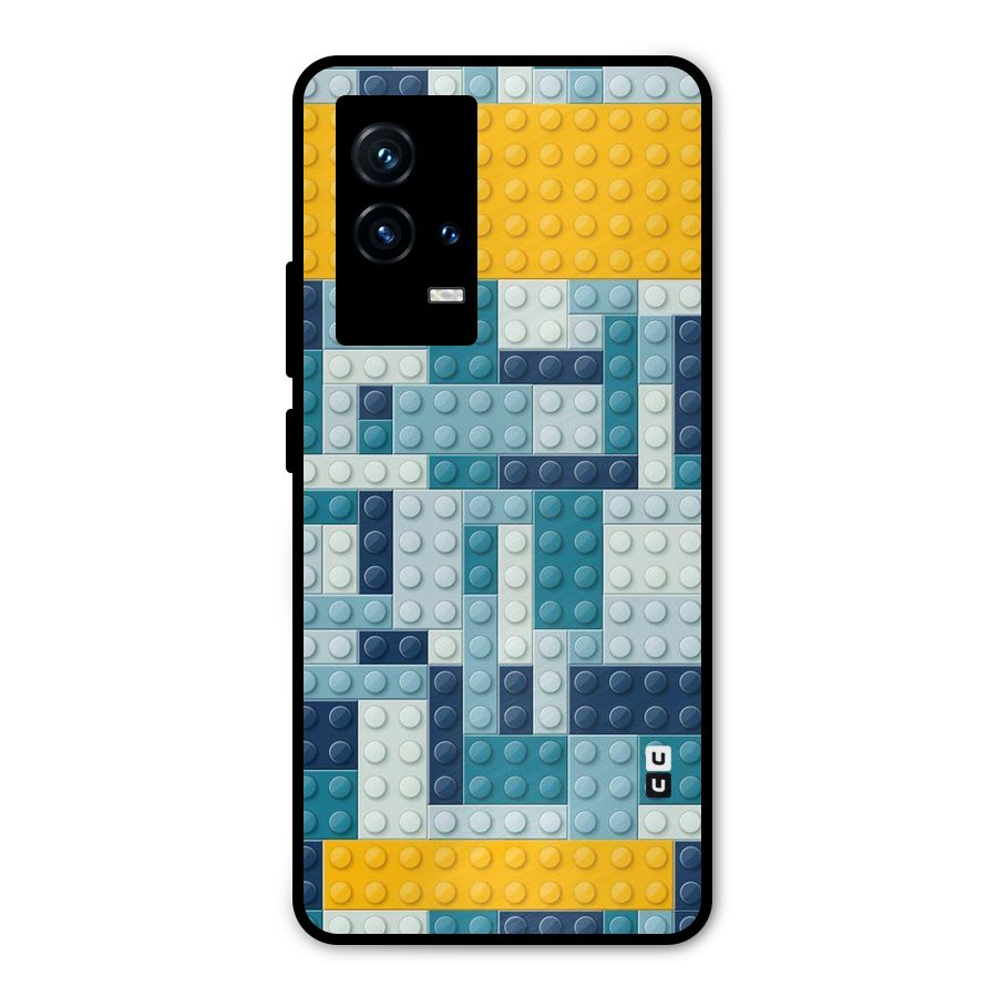 Blocks Blues Metal Back Case for iQOO 9 5G