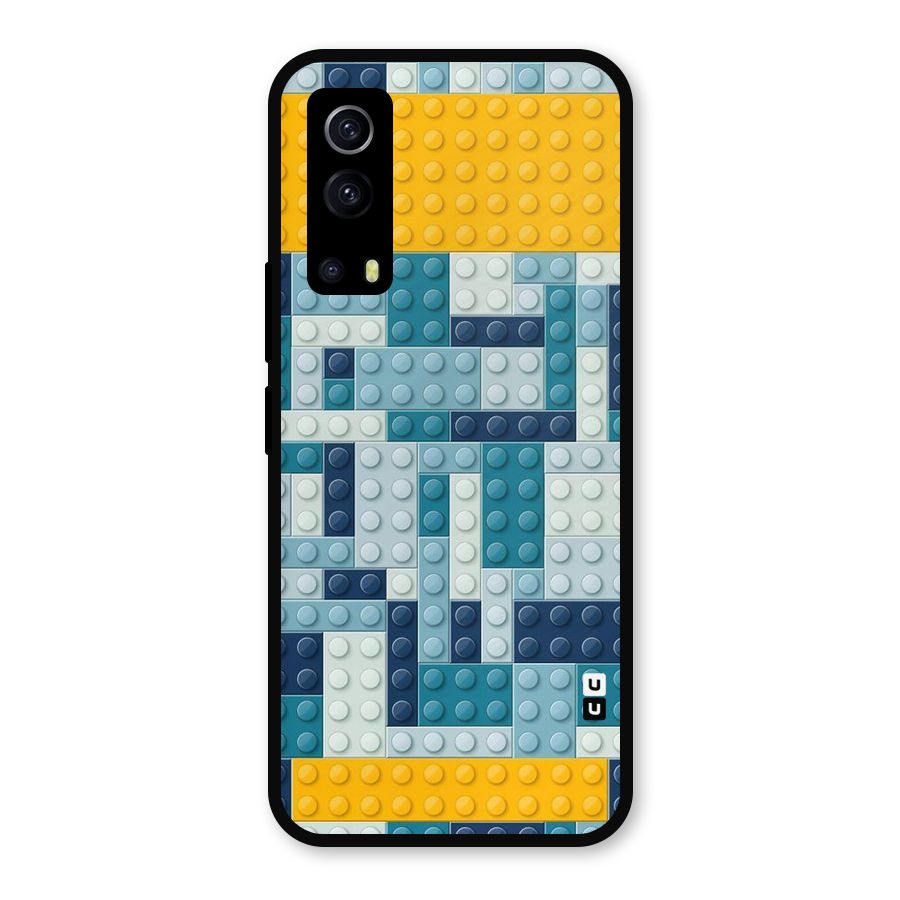 Blocks Blues Metal Back Case for iQOO Z3