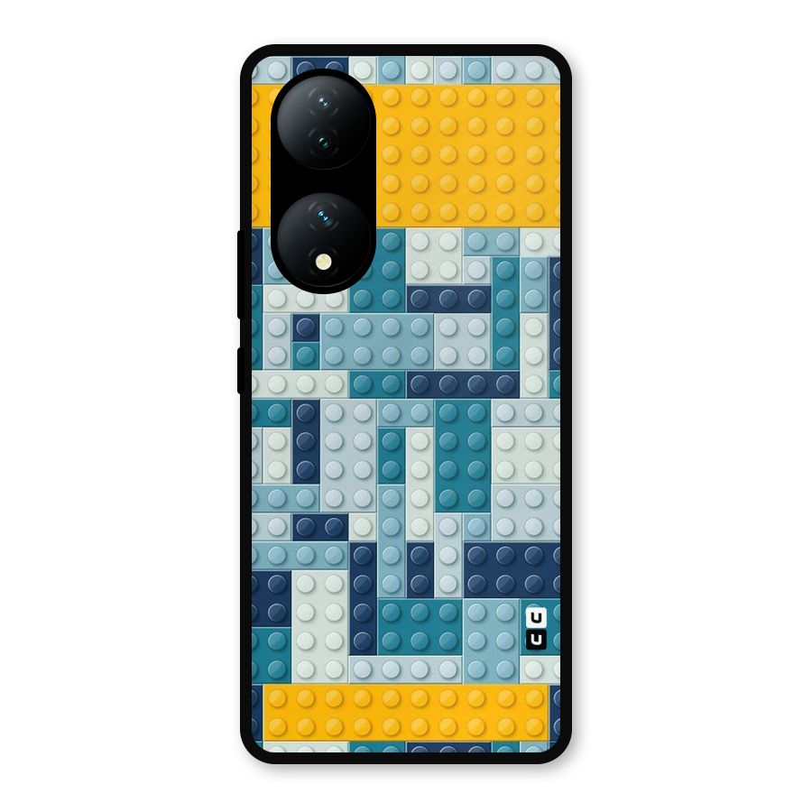 Blocks Blues Metal Back Case for iQOO Z7