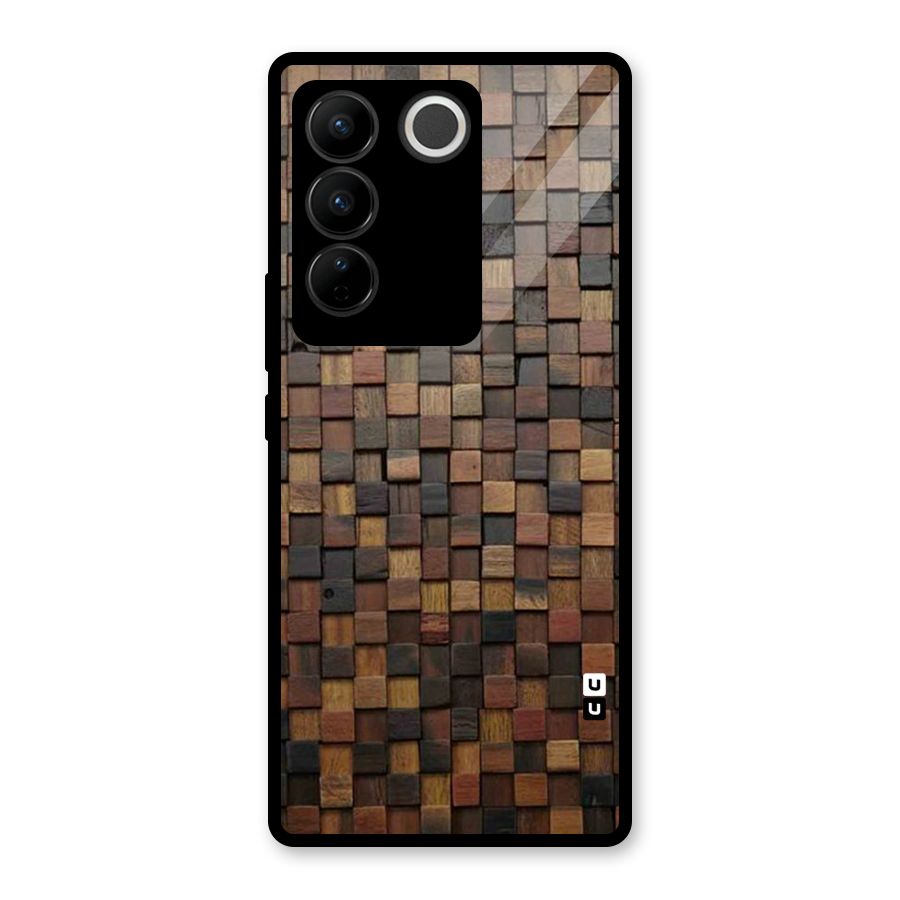 Blocks Of Wood Glass Back Case for Vivo V27