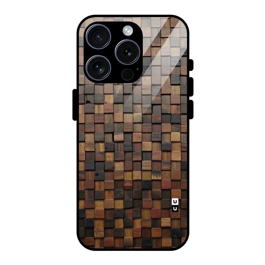 Blocks Of Wood Glass Back Case for iPhone 15 Pro