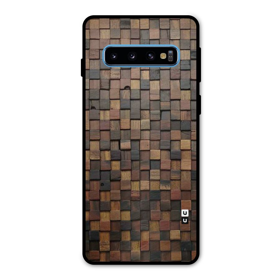 Blocks Of Wood Metal Back Case for Galaxy S10