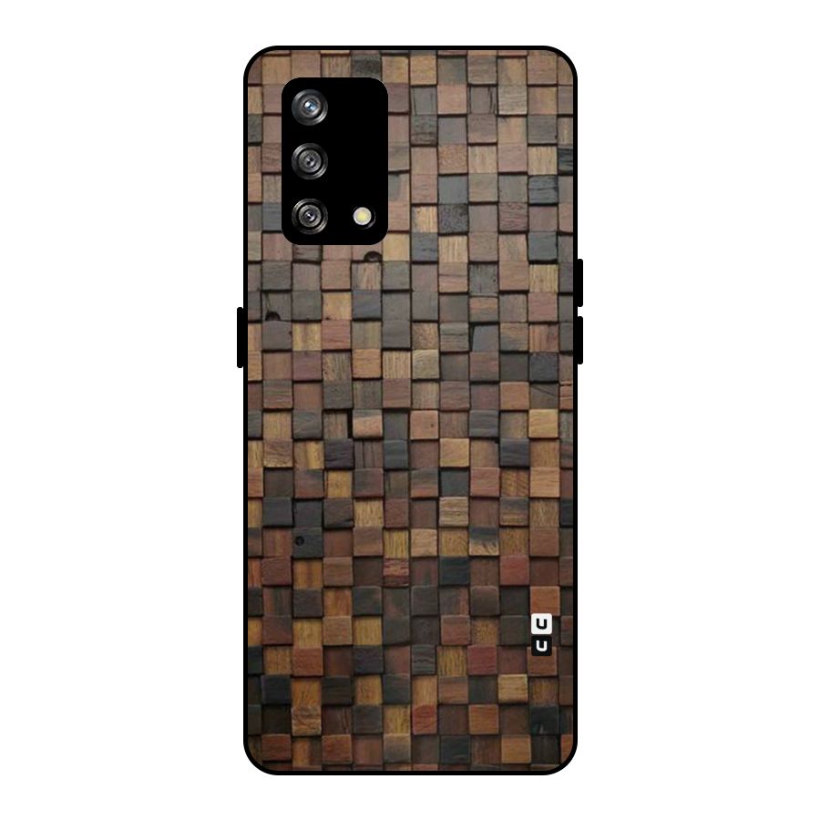 Blocks Of Wood Metal Back Case for Oppo F19