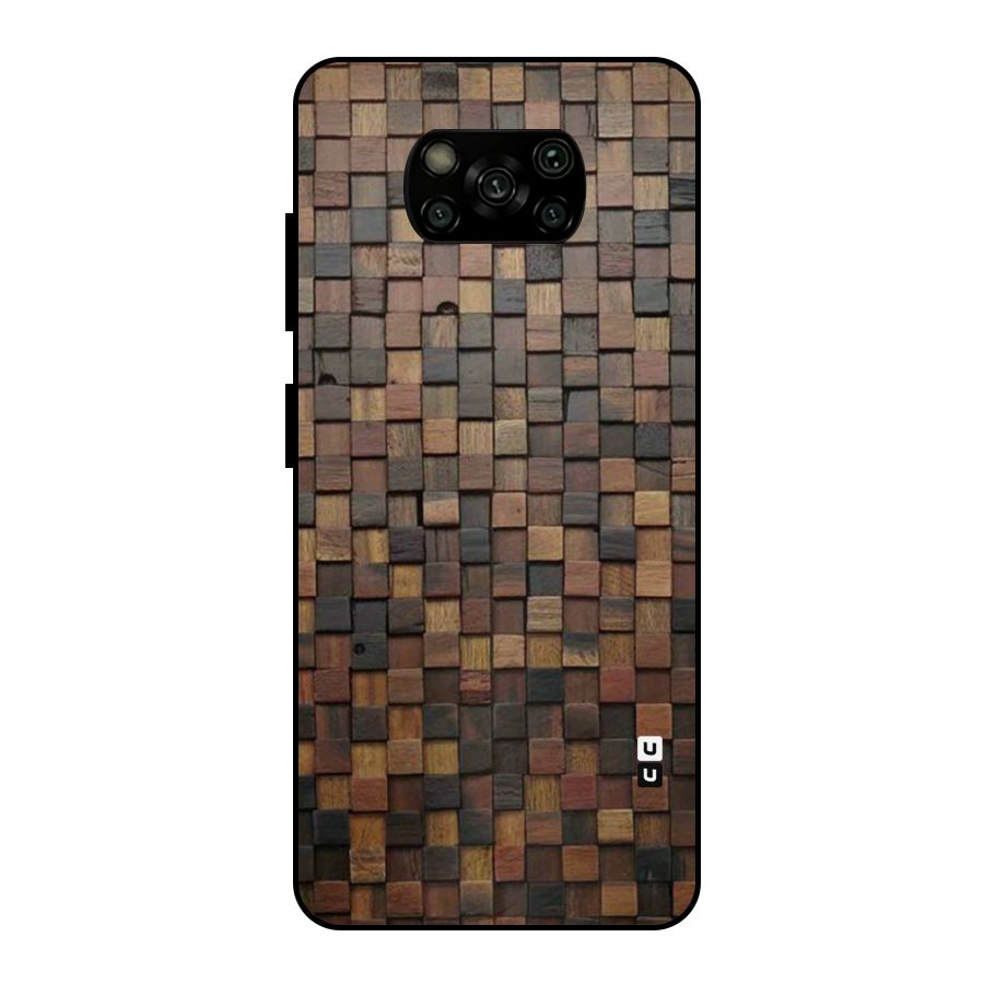 Blocks Of Wood Metal Back Case for Poco X3