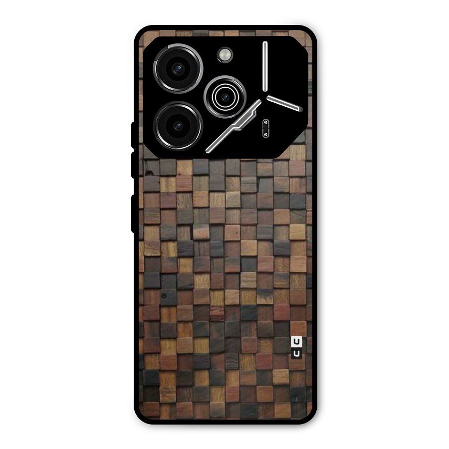 Blocks Of Wood Metal Back Case for Tecno Pova 6 Pro