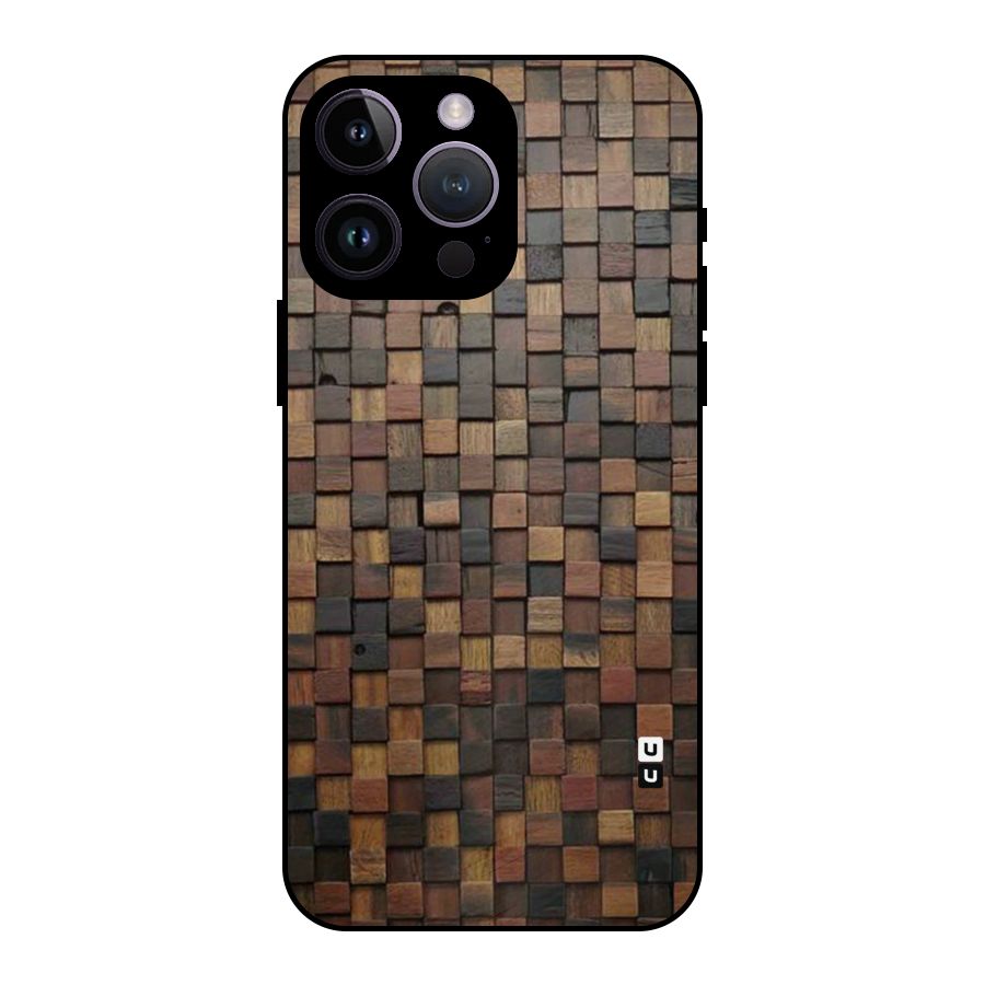 Blocks Of Wood Metal Back Case for iPhone 14 Pro Max