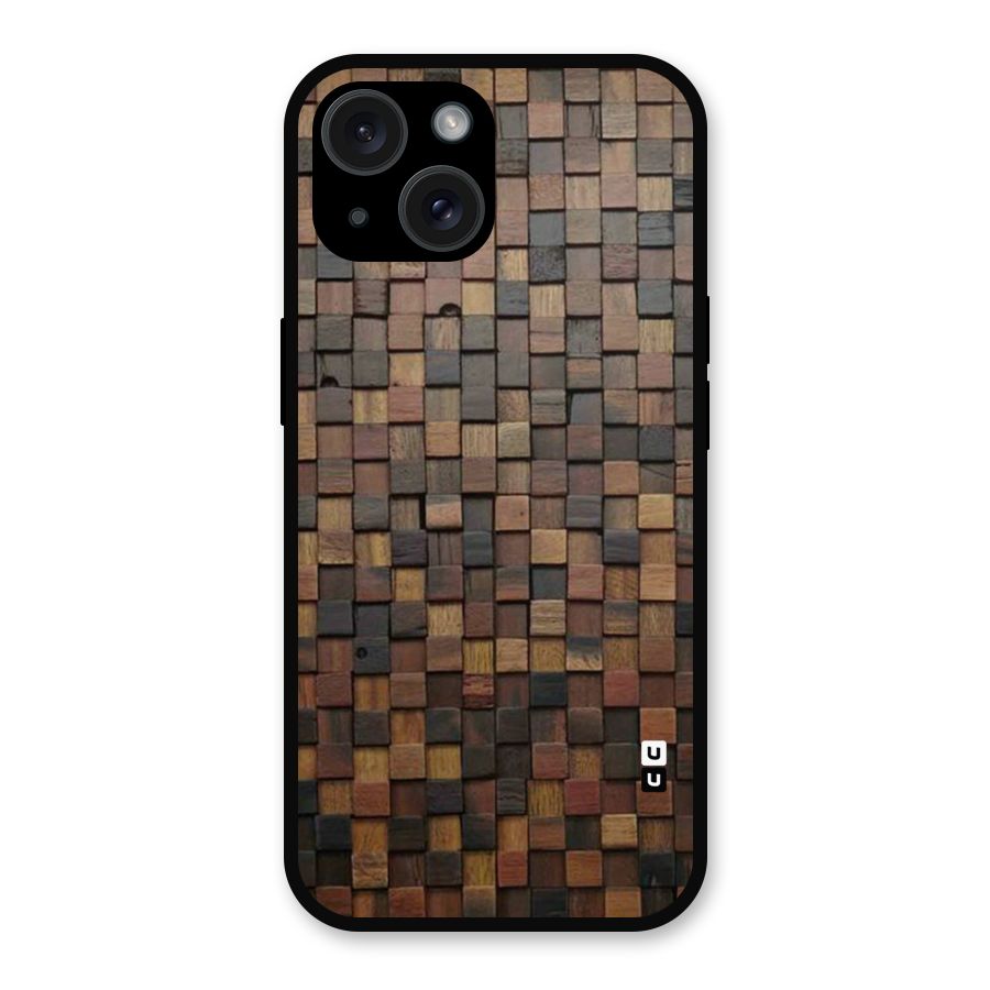 Blocks Of Wood Metal Back Case for iPhone 15