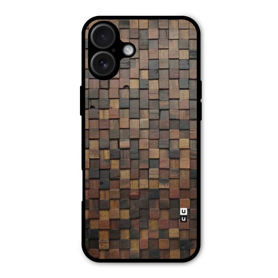 Blocks Of Wood Metal Back Case for iPhone 16 Plus