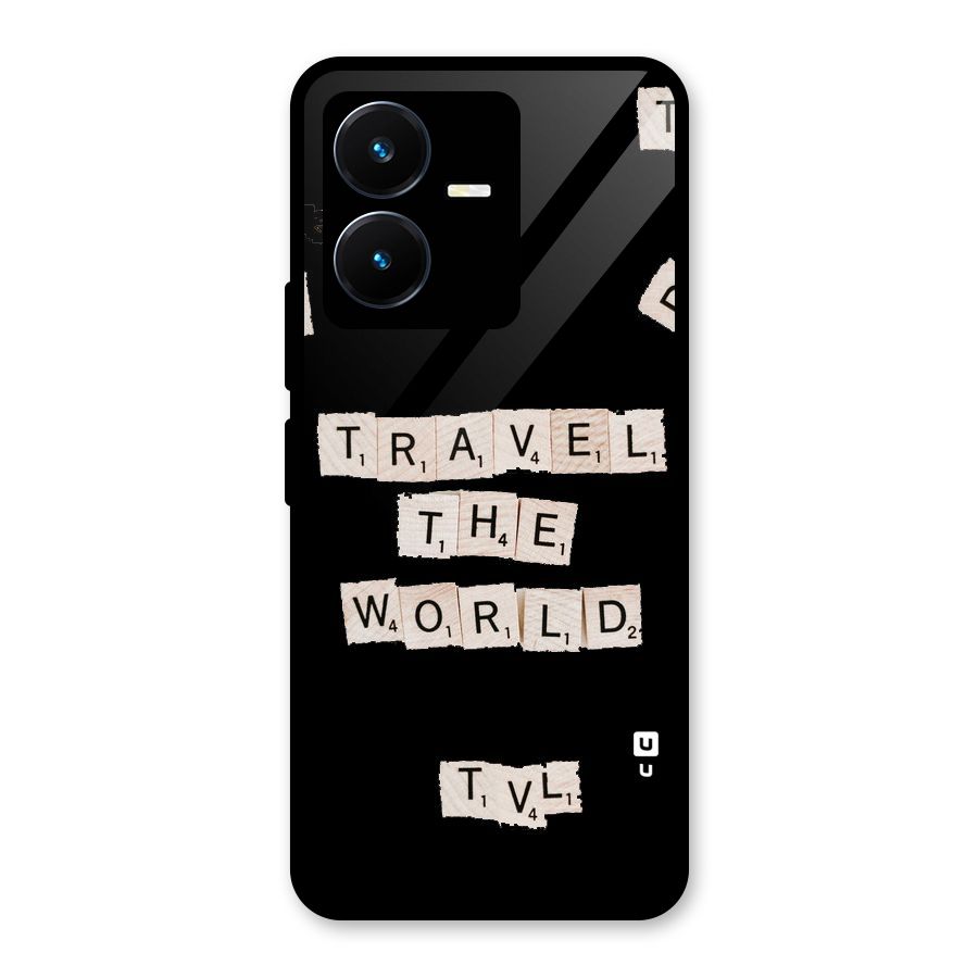 Blocks Travel Glass Back Case for Vivo Y22s