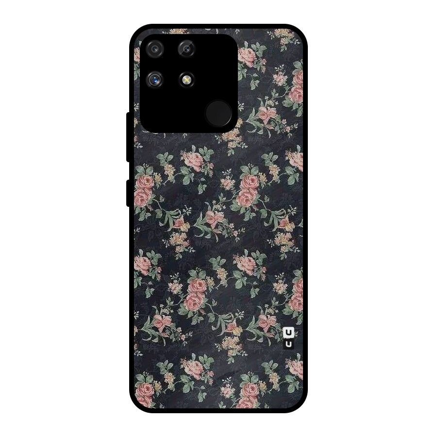 Bloom Black Metal Back Case for Realme Narzo 50A