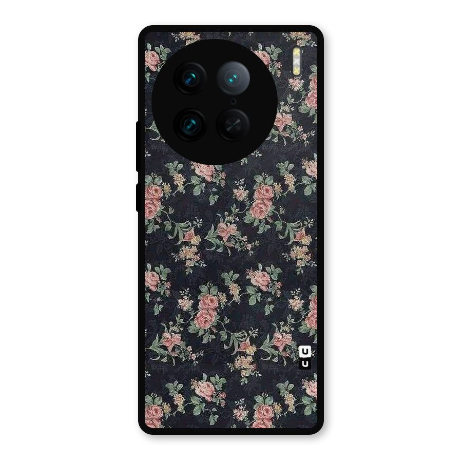 Bloom Black Metal Back Case for Vivo X90 Pro