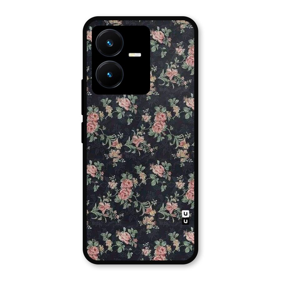 Bloom Black Metal Back Case for Vivo Y22s