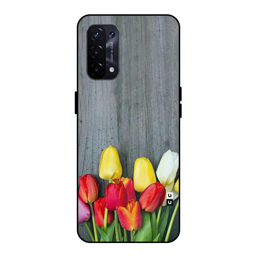 Bloom Grey Metal Back Case for Oppo A74 5G