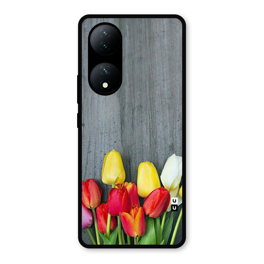 Bloom Grey Metal Back Case for Vivo Y100a