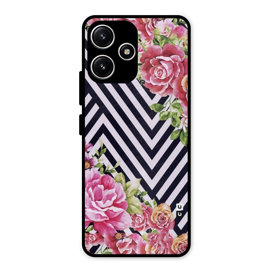 Bloom Zig Zag Metal Back Case for Poco M6 Pro