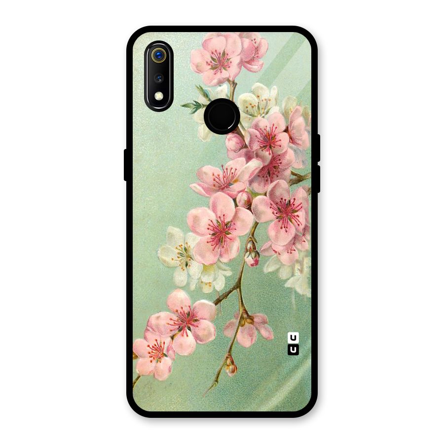 Blossom Cherry Design Glass Back Case for Realme 3