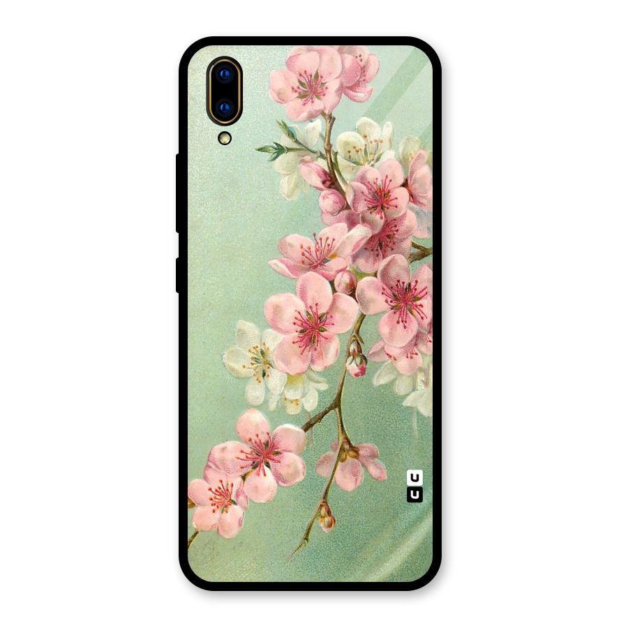 Blossom Cherry Design Glass Back Case for Vivo V11 Pro