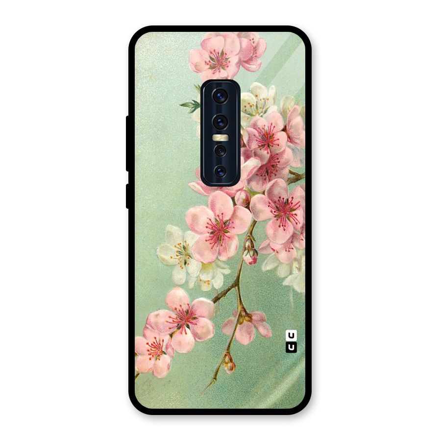 Blossom Cherry Design Glass Back Case for Vivo V17 Pro