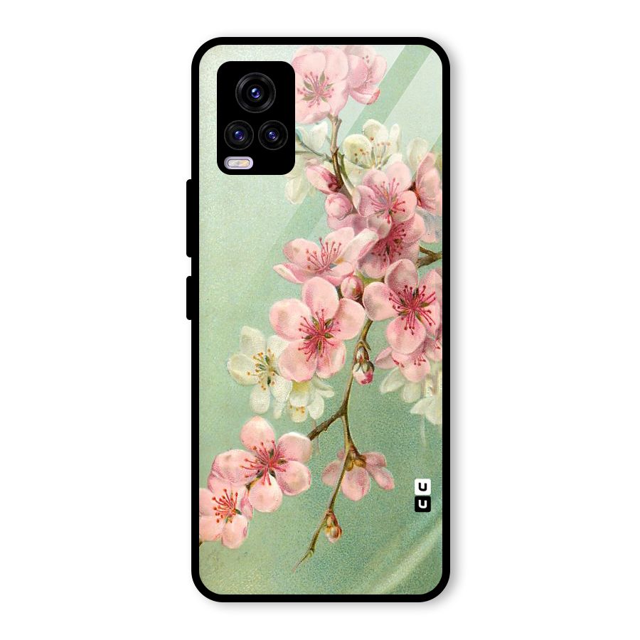 Blossom Cherry Design Glass Back Case for Vivo V20 2021