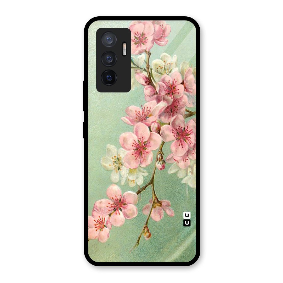 Blossom Cherry Design Glass Back Case for Vivo V23e