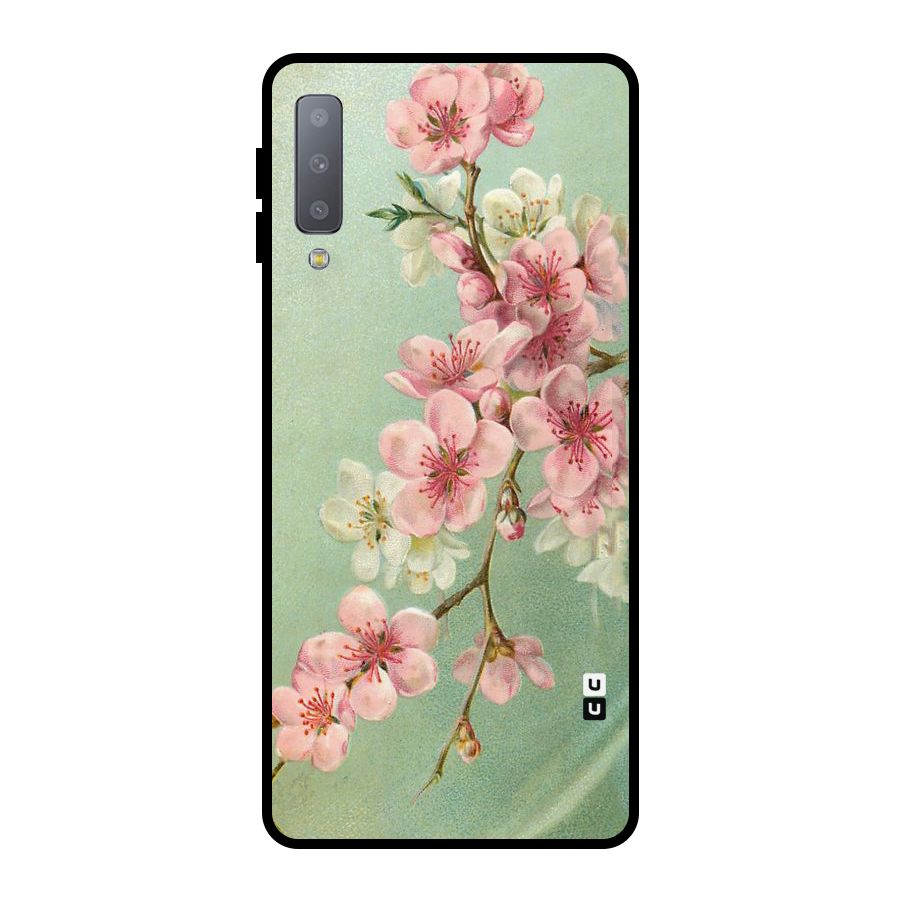 Blossom Cherry Design Metal Back Case for Galaxy A7 (2018)