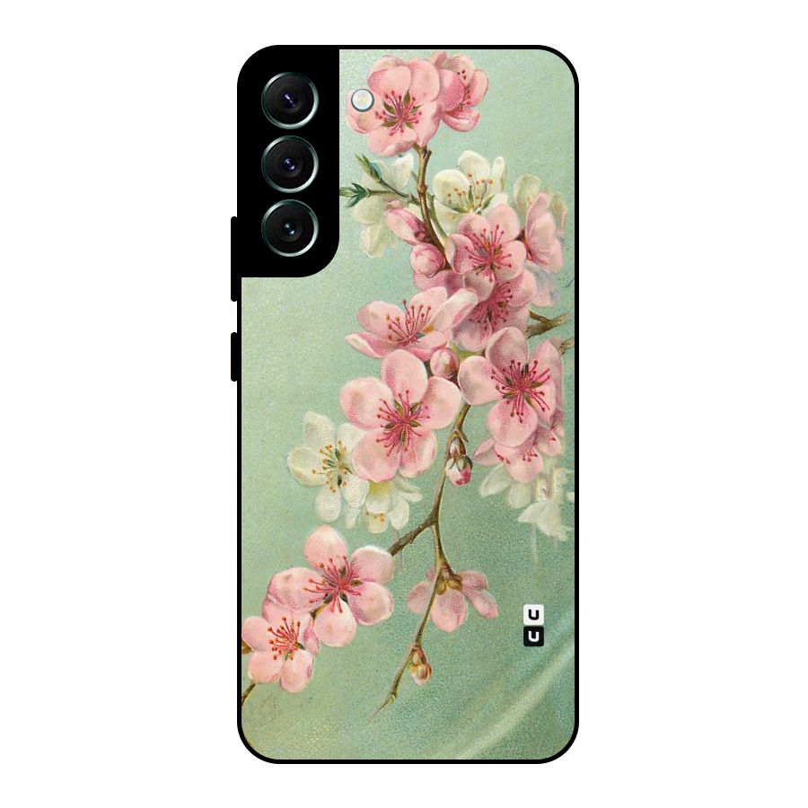 Blossom Cherry Design Metal Back Case for Galaxy S22 Plus 5G