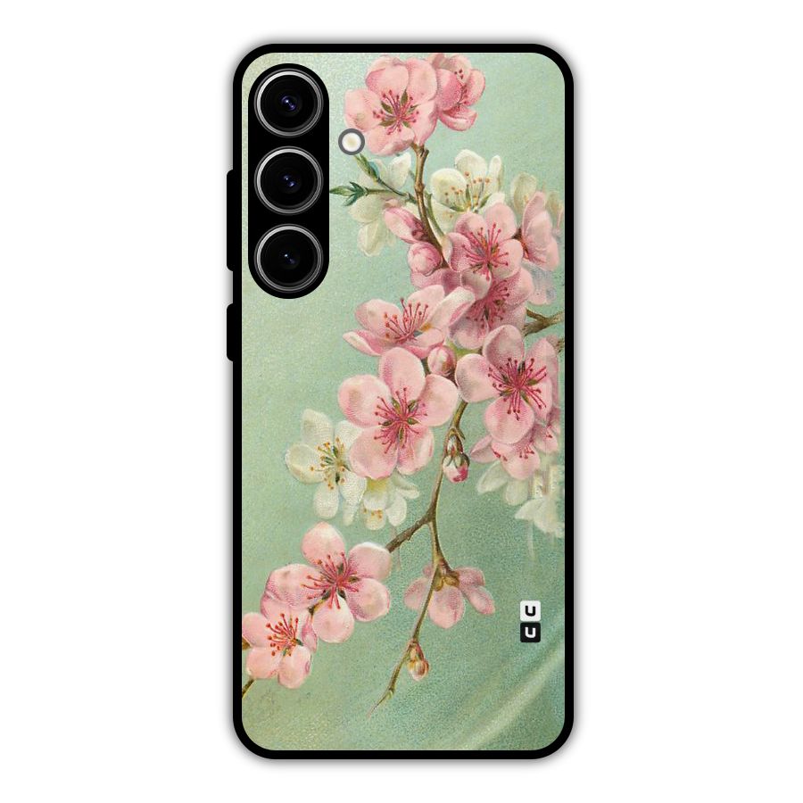 Blossom Cherry Design Metal Back Case for Galaxy S24 Plus