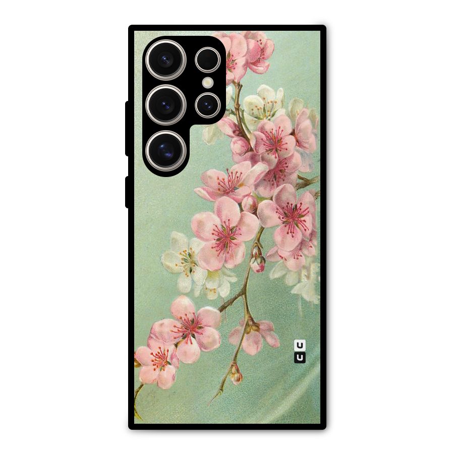 Blossom Cherry Design Metal Back Case for Galaxy S24 Ultra