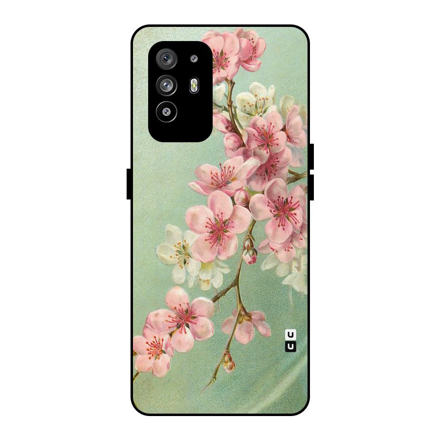 Blossom Cherry Design Metal Back Case for Oppo F19 Pro Plus 5G