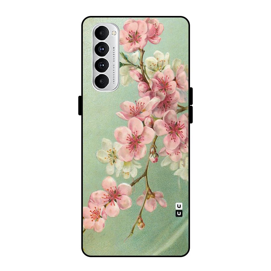 Blossom Cherry Design Metal Back Case for Oppo Reno4 Pro