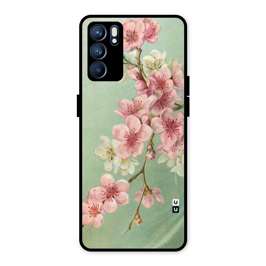 Blossom Cherry Design Metal Back Case for Oppo Reno6 5G